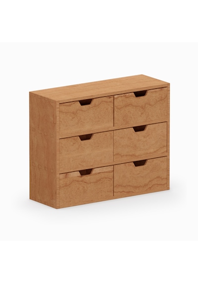 Desna Üç Katlı Altı Çekmeceli Dolap - Kiraz 34 Cm Uzunluk X 12.1 Cm Derinlik X 27.2 Cm Woodsaka Doğal Ahşap