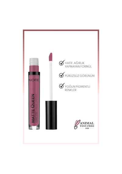 Note Cosmetique Matte Queen Lipstick Kalıcı Mat Likit Ruj - 20 Passionate Heart - Mor