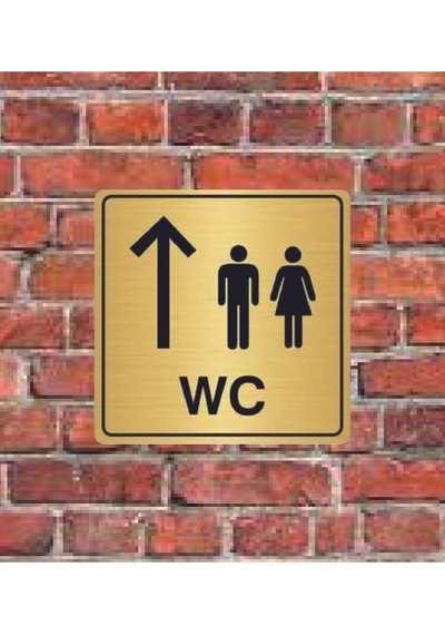 Wc İleride Yazılı Metal Yönlendirme Levhası 15x15 Cm Altın