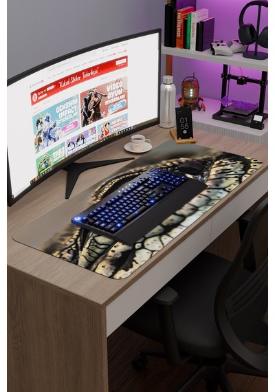 Timsah Kaymaz Dikişli Kauçuk Oyuncu Mousepad V2 - 90x40 Xxl Gaming Mouse Pad Fare Altlığı