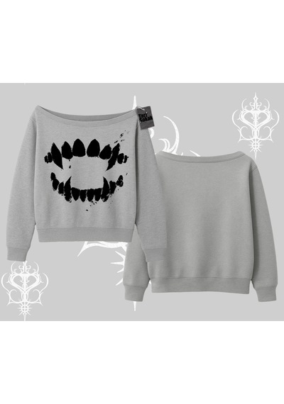 Startmore Beyaz Kayık Yaka Sweatshirt Vampir Dış Gri