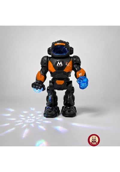 Oyuncak Işıklı Sesli Hareketli Robot Oyuncak 23 Cm Led Efektli Pilli Dans Eden Akıllı Robot Siyah