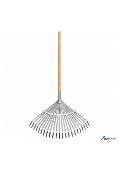 120 Cm Ahşap Saplı Ayarlanabilir Metal Yaprak Çim Tırmığı 22 Diş Bahçe Tırmığı