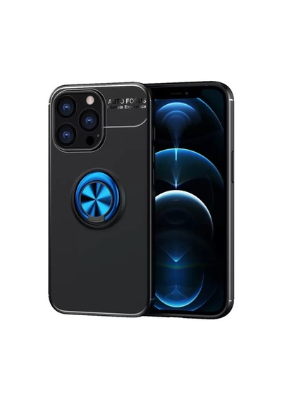Newface Apple İphone 13 Pro Max Kılıf Range Yüzüklü Silikon - Siyah-mavi