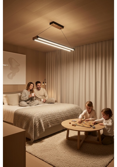 Vega Gold Lineer Led Sarkıt Avize Kumandalı Dim Edilebilir Aşağı Işık Sarı Işık
