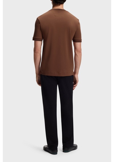 Boss % 100 Pamuk Regular Fit Bisiklet Yaka T Shirt Erkek T Shirt 50575011 214 Kahve