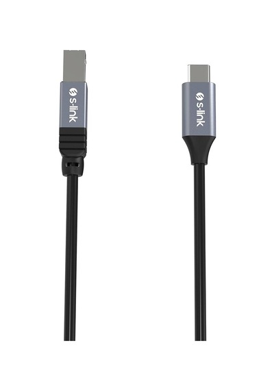 S-link Sl-u2004 Type-c To Usb-b Yazıcı Kablosu, 1.5 Metre Usb C Metal Başlıklı Siyah Printer Kablo, Usb-c Laptop Ma Diğer