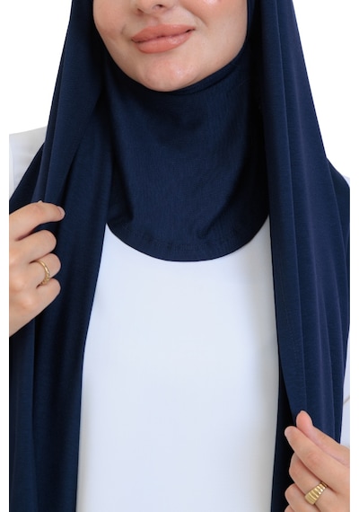 Modish Group Penye Boyun Kapamalı Şal Başörtü Hazır Giyim Turban Esnek Jersey Şal Lacivert