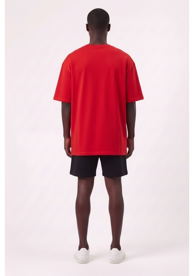 Usa Bulls 23 Kırmızı Oversize Erkek T-shirt 11088 Siyah