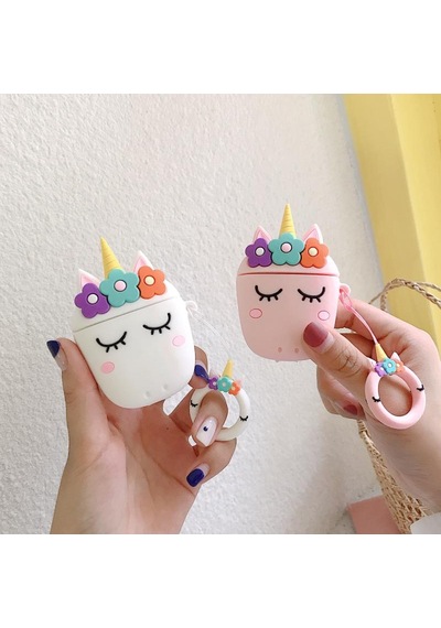 Bipower Apple Uyumlu AirPods 1-2 Kılıf Unicorn Beyaz
