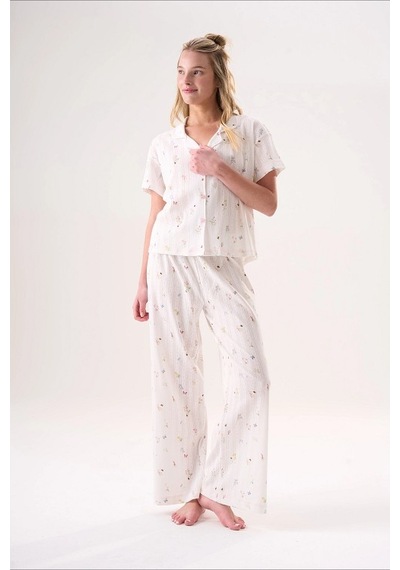 Etoile 26506 Yarım Kol Pijama Takım Ekru