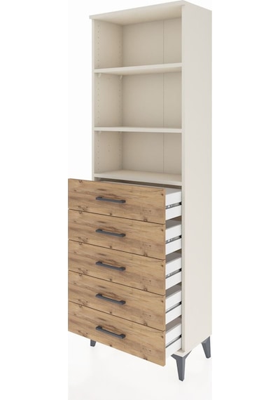 Arges Dolap 3 Raflı 5 Çekmeceli 60x30x182 Aytaşı-çam Aytaşı