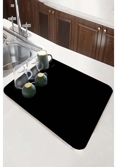 Siyah Sade Microfiber Bulaşık Kurutma Kurulama Matı Mm007
