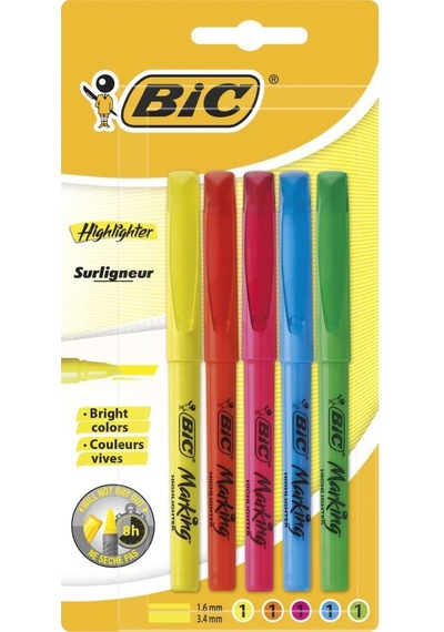 Bıc Brite Liner Fosforlu Kalem 5’Li Blister Karışık Renk