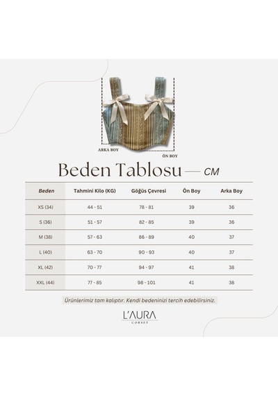 L'aura Corset Mavi Altın Şerit Desenli Bayan Korse Büstiyer