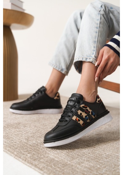 Garantili D0516 Günlük Ortopedik Kadın Sneaker Spor Ayakkabı Siyah