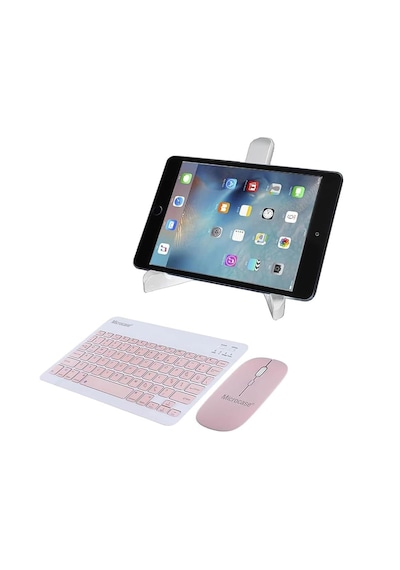 Microcase Xiaomi Redmi Pad 2 11 İnch İle Uyumlu Tablet Çanta+türkçe Bluetooth Klavye +mouse+ Standı - Pembe Al4382 Omuz Çantası