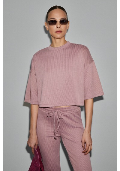 Grımelange Prıme Kadın Organik Pamuklu Bisiklet Yaka Kısa Kollu Oversize Crop Pembe T-shirt Pembe Grımelange Prıme Kadın Organik Pamuklu Bisiklet Yaka Kısa Kollu Oversize Crop Pembe T-shirt Pembe