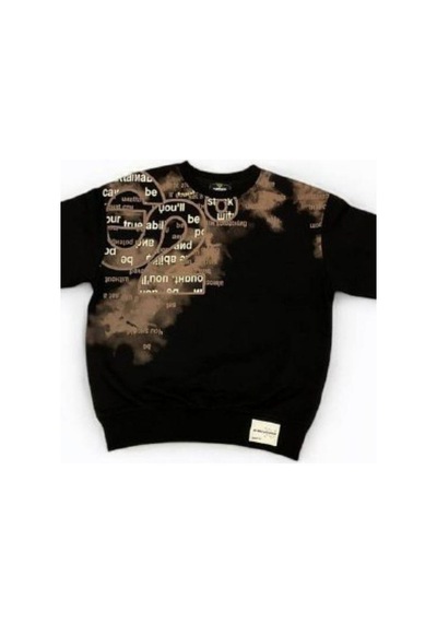 Carinos Erkek Çocuk Yazı Detaylı Batik Desenli Sweatshirt-14701 Siyah