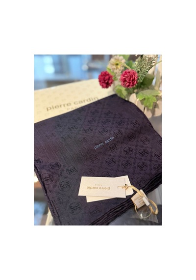 Pierre Cardin Pamuk İpek 100x100 Monogram Eşarp Lacivert - 921 Lacivert - 921