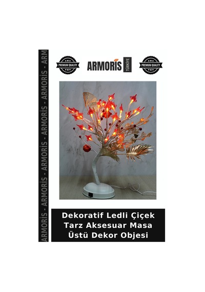 Dekoratif Ledli Çiçek Tarz Aksesuar Masa Üstü Dekor Objesi Çok Renkli