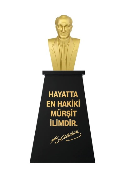 Atatürk Büstü 60cm Fiber + Kaide 100cm İlkokul Modeli