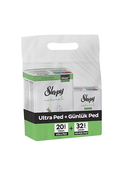 Sleepy Natural Ultra Ped Uzun 20'li + Uzun Günlük Ped 2 x 32'li