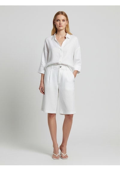 Xint Beyaz %100 Keten Oversize Şort 275453