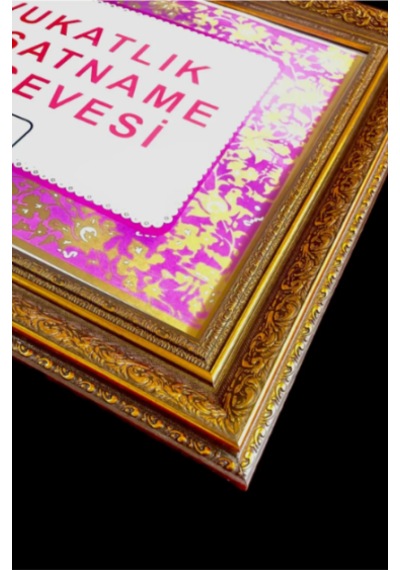 Avukatlık Ruhsatname Çerçevesi - 33x48 - Hakiki Camlı Gold Varak
