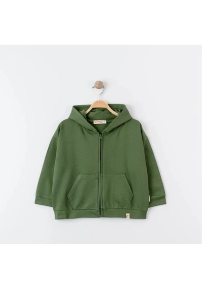 Tiffany Tekstil Tiffany Hırka Kapüşonlu Oversize Theme Haki-10874 Haki