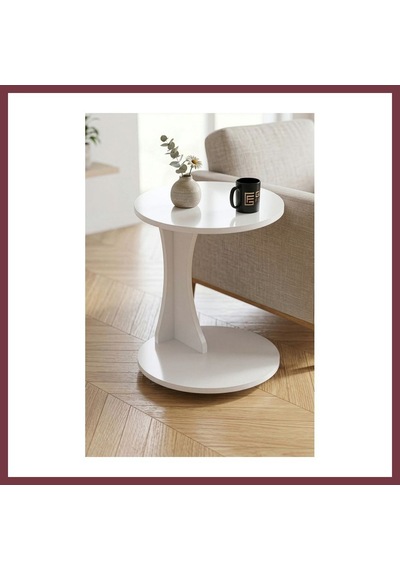Storeşahin Yuvarlak C Yan Sehpa Suntalam Beyaz 38x55 Shn0720
