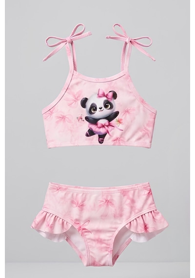 Modanino Kız Çocuk Çantalı 3'lü Mayo Takımı Çanta+mayo+bikini 3-10 Yaş 12732n Pembe
