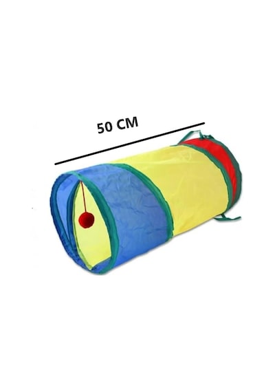 Tineke 50 Cm Düz Kedi Tüneli Katlanır Gökkuşağı Kedi Oyuncağı Kedi Köpek Oyun Tüneli