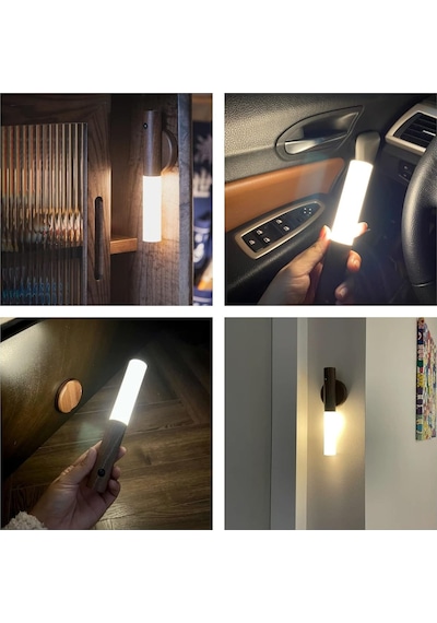 Led Hareket Sensörlü Işık, Ahşap Duvar Lambası, Akü Merdiveni, Usb Şarj Edilebilir, Vintage İç Duvar Lambası, Diğer