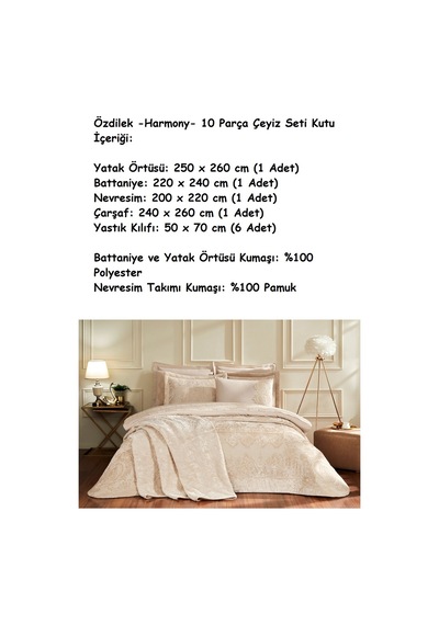 Özdilek -harmony Cappucino- 10 Parça Çift Kişilik Çeyiz Seti Cappuccino