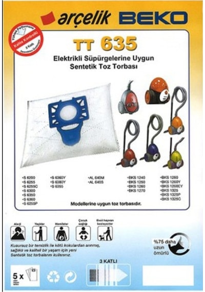 Arçelik Uyumlu Tt635-Beko Süpürge Torbası 20 Adet