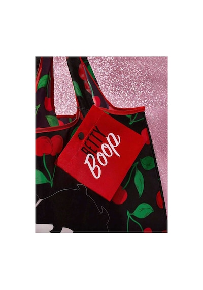 My Balli Store Betty Boop Katlanabilir Alışveriş Çantası Siyah Yeşil