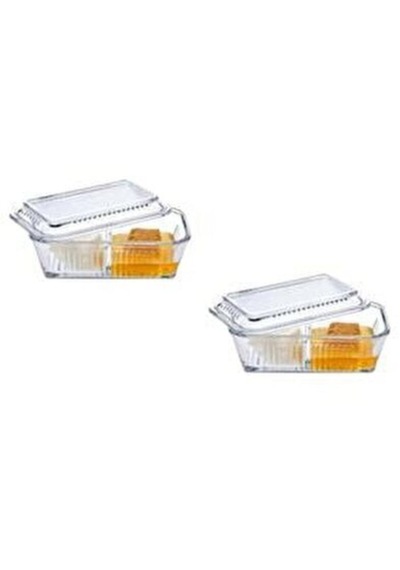 Paşabahçe Kapaklı 2 Bölmeli Kahvaltılık - Tereyağlık Ballık Peynirlik 2 Li Set
