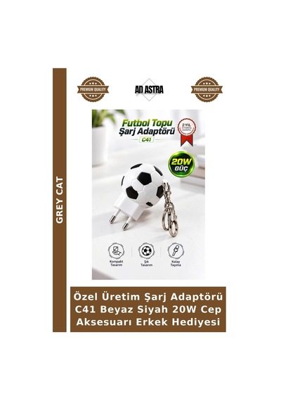 Özel Üretim Şarj Adaptörü C41 Beyaz Siyah 20w Cep Aksesuarı Erkek Hediyesi