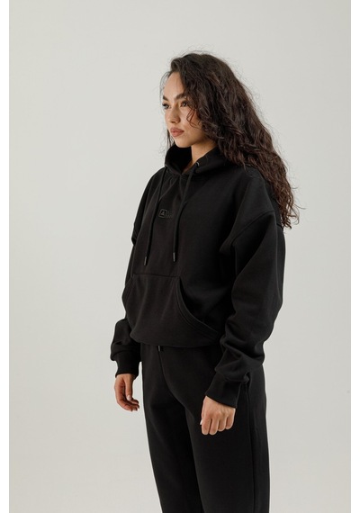 Airlife Bolder Fz.7 Kanguru Cepli Kadın Kapüşonlu Sweatshirt Siyah