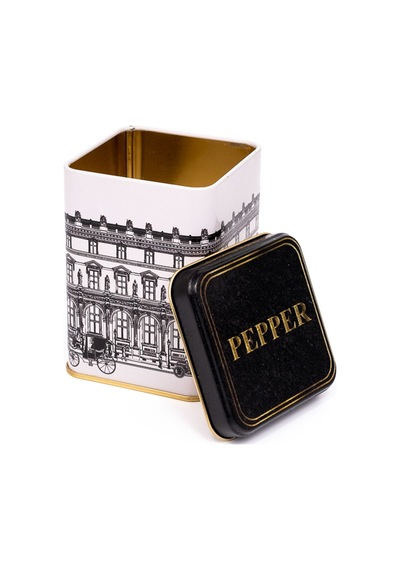 City Pepper Desenli Kare Metal Saklama Kabı 7.5 x 7.5 x 10 CM  0.5 L Çok Renkli