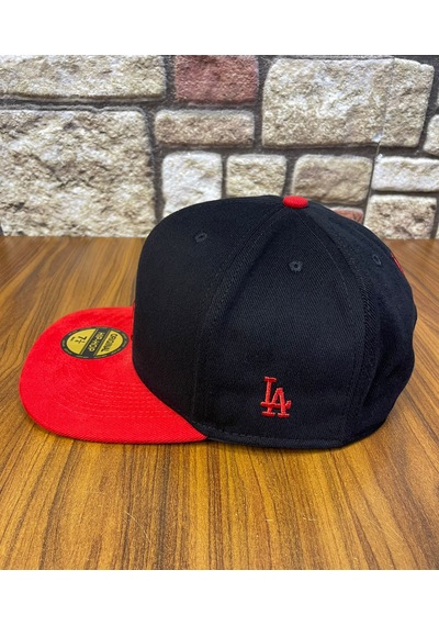 Hamze La Losangeles Nakışlı Hiphop Snapback Rapper Drip Şapka Cap Siyah - Kırmızı