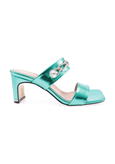 Dgn 1043-23y Kadin Kristal Taşli Bantli Topuklu Terlik 1043-2271-R13776 Yeşil