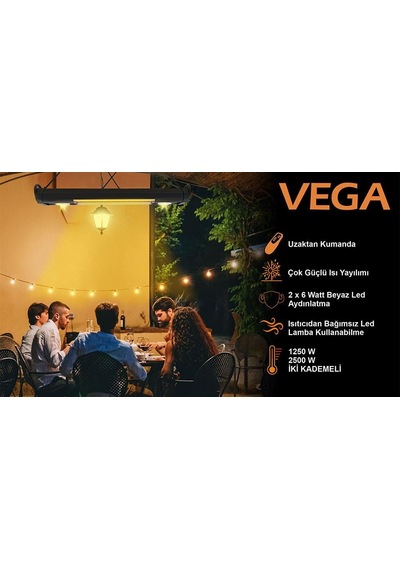 Vega 2500w Sarkıt Tipi Karbon Infrared Isıtıcı