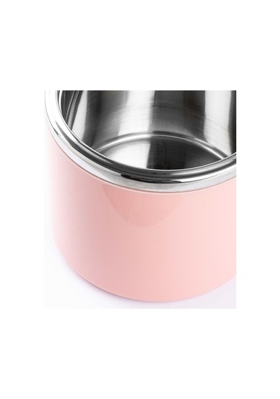 Tedemeı Pembe Paslanmaz Çelik Yuvarlak Yemek Taşıma Kabı 630ml