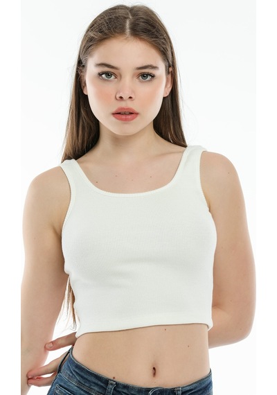 Kadın Crop Örme Atlet-tişort Spr21y12 001