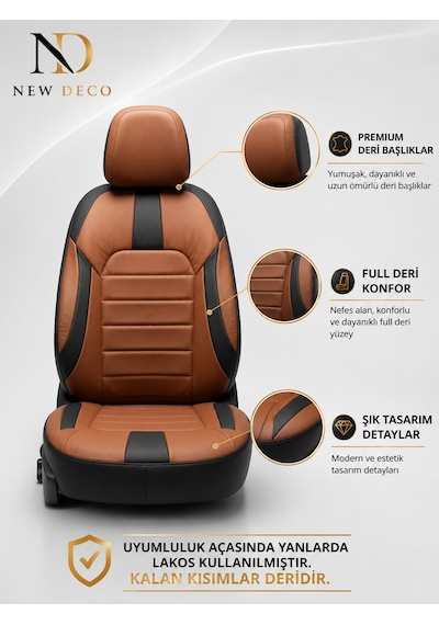 Toyota Auris 2006-2012 Uyumlu Premium Full Deri Oto Koltuk Kılıfı Airbag Uyumlu, Ortopedik, 4 Mevsim 69685932