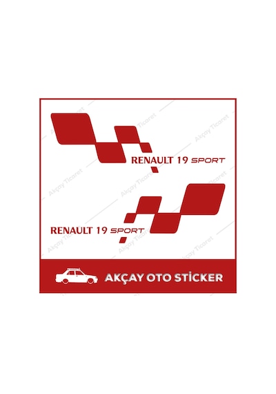 Renault 19 Sport Sticker (Takım Set) Renault 19 Sticker Araç
