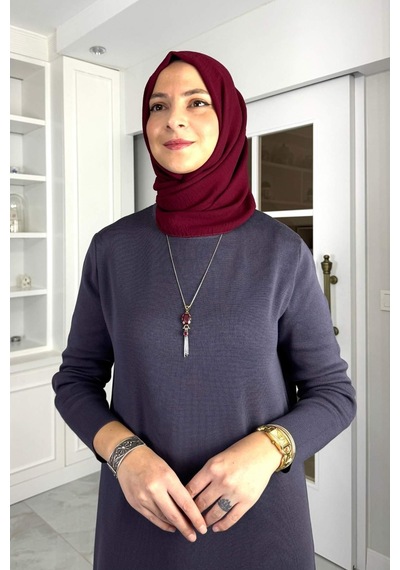Rabia Şamlı Öykü Çelik Örme Triko Elbise Antrasit Normal