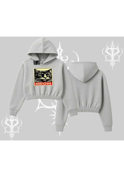 Startmore Startmore Meow Yazılı Kedi Portre Baskılı Kolsuz Tshirt Beyaz